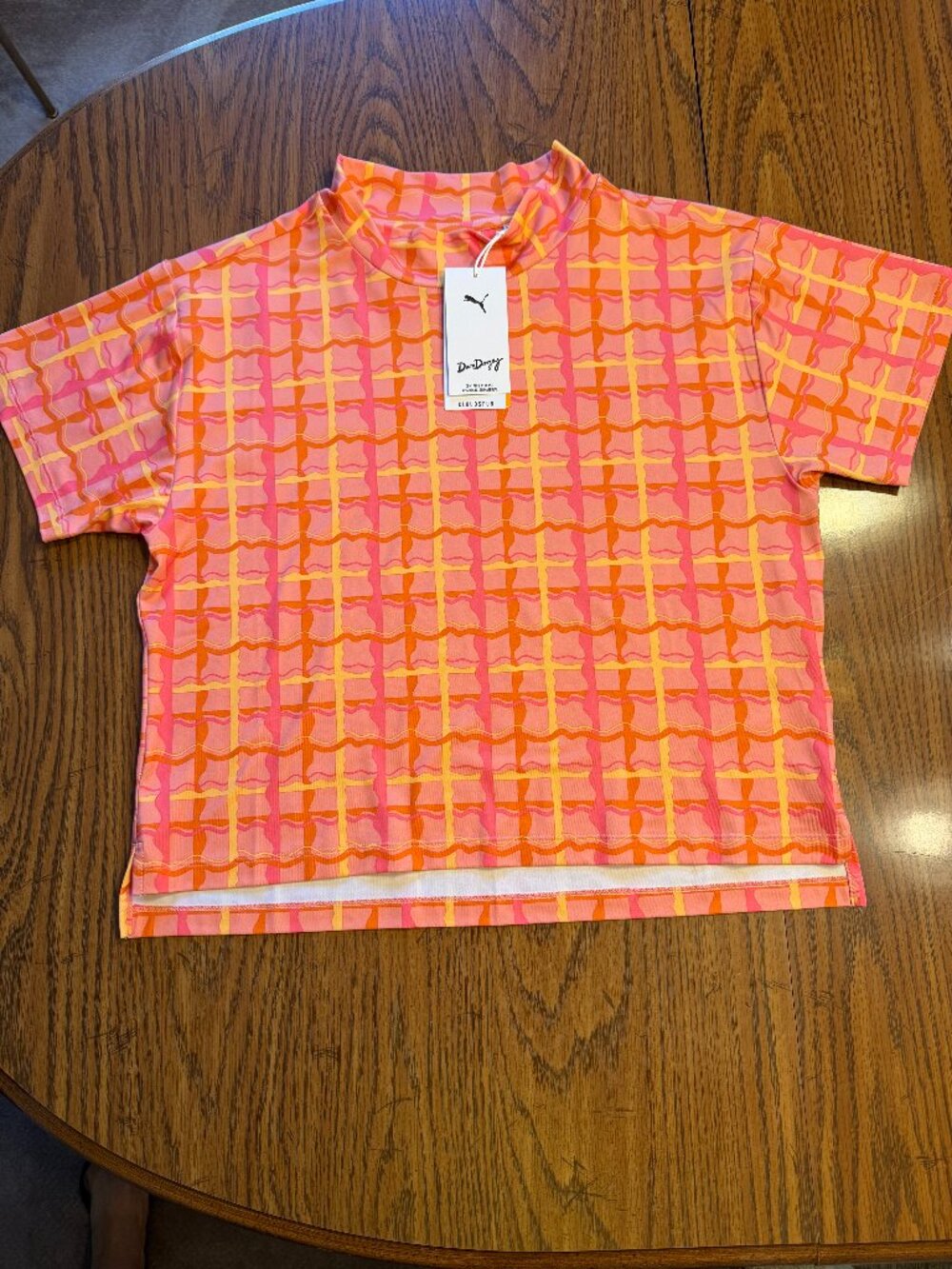 Puma/Dani Dazey NWT, Women's CLOUDSPUN Mock Neck Golf Shirt, Size S, Pink/Orange